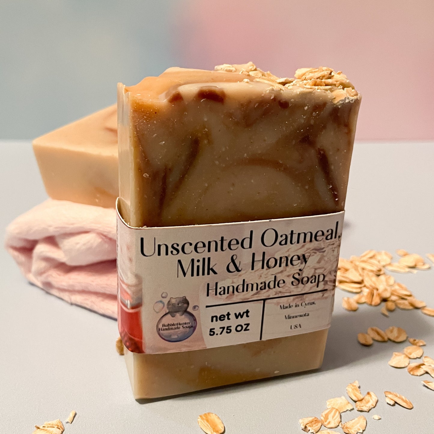 Oatmeal, Milk and Honey Unscented, All Natural Cold Process Handmade Soap Bar