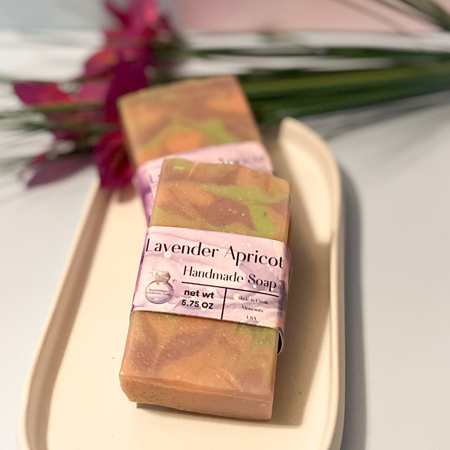 Lavender and Spring Apricot Handmade Cold Process Soap Bar