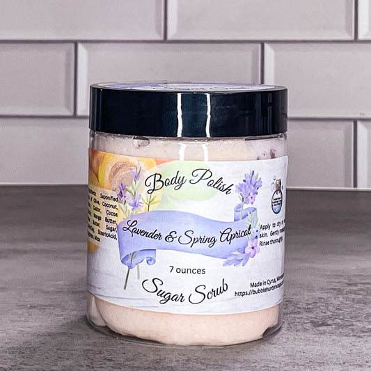 Lavender & Spring Apricot Scented Triple Butter Handmade Foaming Whipped Soap Sugar Scrub