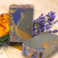 Black amber and lavender scented handmade bar soap, cold process